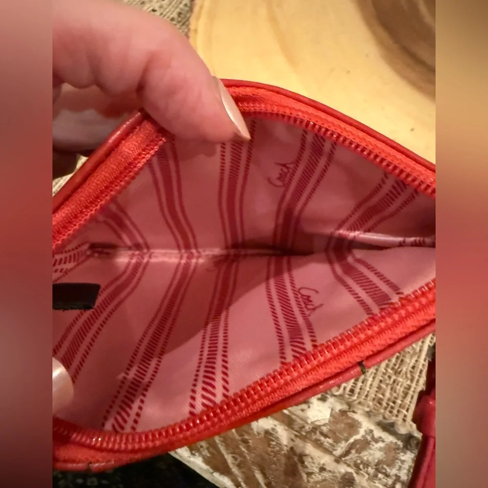 COACH Penelope Leather‎ Wristlet Red Silver Hardware
